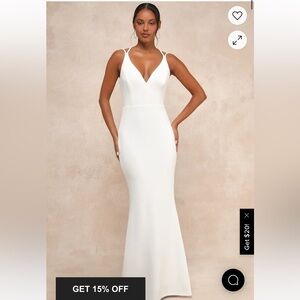 Lulu's White Strappy Backless Mermaid Maxi Dress